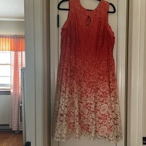 Peach & Ivory ombre lace dress with keyhole cut out front